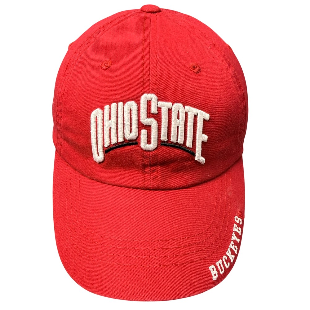 Ohio State Buckeyes Mens Red Adjustable Hat Fan1 Embroidered Cap OSU Lot of 2